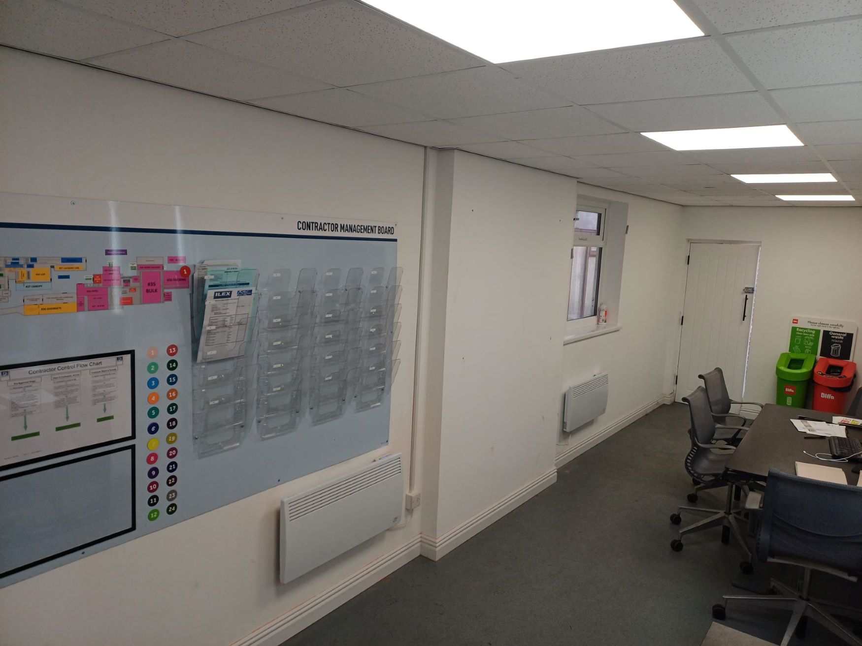 An image of a contractor management board in an office