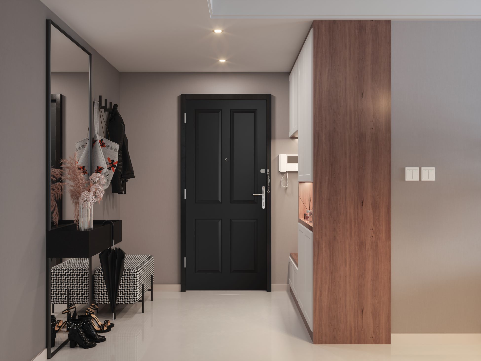 A black flate entrance doorset.